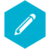 icon of white pencil in blue octagon
